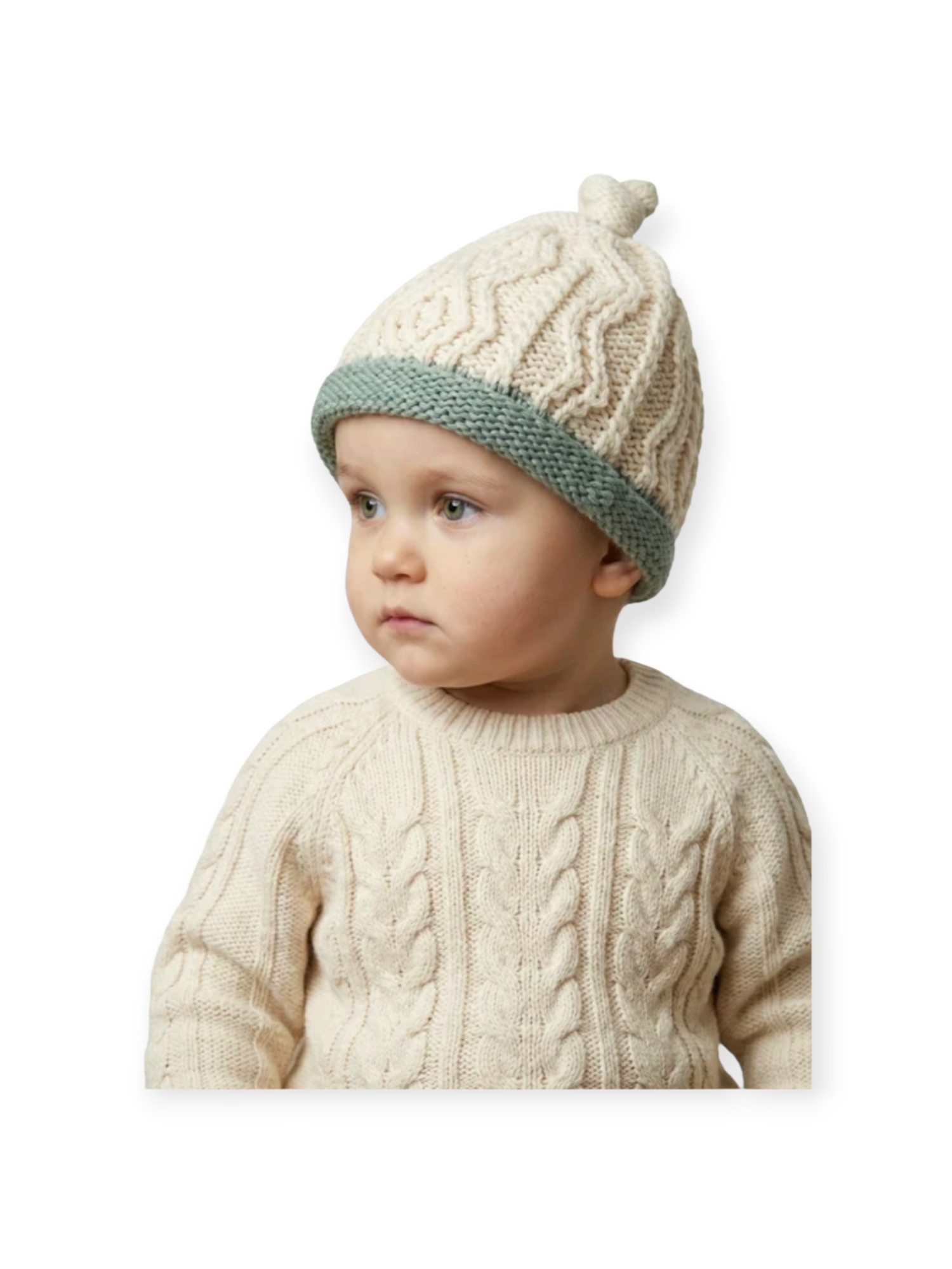 Nwt Baby Aran Woollen Mills Tra Beag Baby Wool Hat In Seafoam, One Size — image 3 of 3